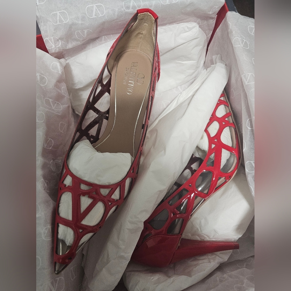 Valentino Garavani Red Cutout Heels